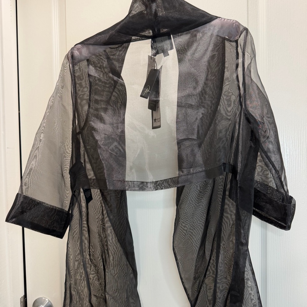 NWT Adrianna Papell Women's Organza/Sheer Black Short/Mid-Sleeve Jacket M - Picture 5 of 11